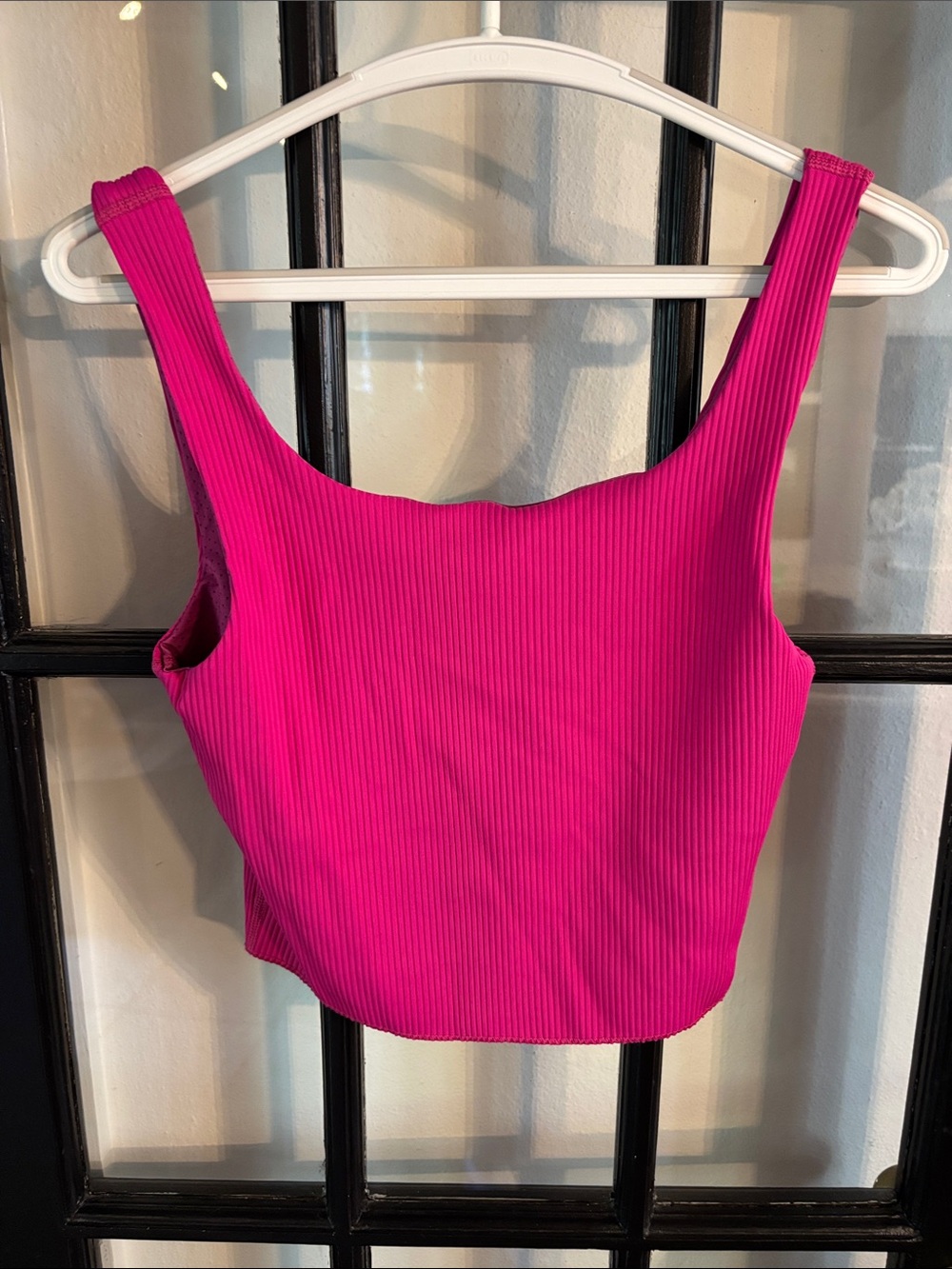 Carbon38 Cropped Rib Tank Top - Hot Pink